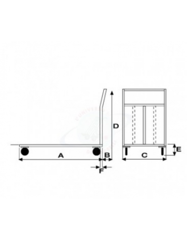 Carrello a pianale in acciaio alimentare AISI 304, ruote pneumatiche Ø cm 26 - spessore lamiera 20/10 4 - cm 80x123x110h