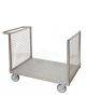 Pianale con 2 sponde in rete in acciaio inox AISI 304 - 4 ruote (2 fisse - 2 girevoli con freno) Ø cm 14 - cm 60x105x81h