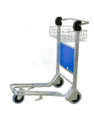 Carrello portabagagli compenetrabile in acciaio inox, freno normalmente attivo cestello in filo elettrosaldato, cm 56x94x106h