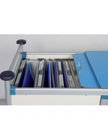 Carrello porta radiografie e cartelle cliniche 30 posti in alluminio anodizzato 4 ruote girevoli Ø cm 12 - cm 115x66x95h