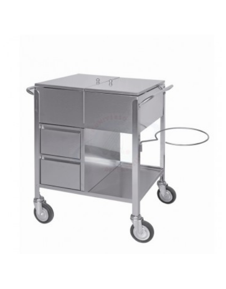 Carrello bende gessate in acciaio INOX AISI 304 4 ruote girevoli gomma piena Ø cm 12,5 - cm 60x50x90h