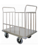 Carrello trasporto universale 4 sponde in tubolare in acciaio INOX, ruote (2 fisse - 2 girevoli) Ø cm 20 - cm 105x75x110h