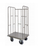 Carrello trasporto universale 3 sponde in tubolare acciaio AISI 304 - 4 ruote cm Ø 20 (2 fisse - 2 girevoli) - cm 80x60x175h
