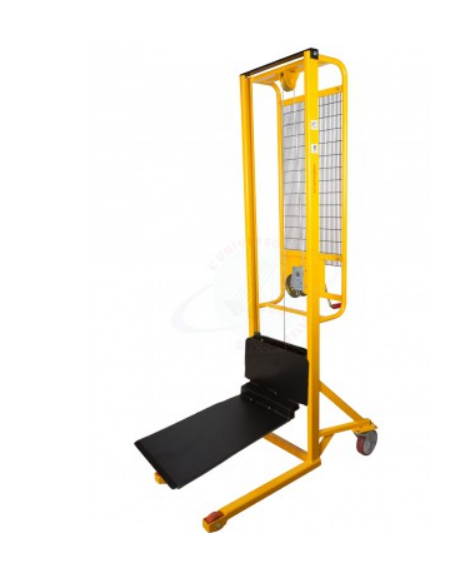 Sollevatore ad arganello con frizione incorporata arresto automatico, portata Kg. 300 con piastra - cm 100x53x161h