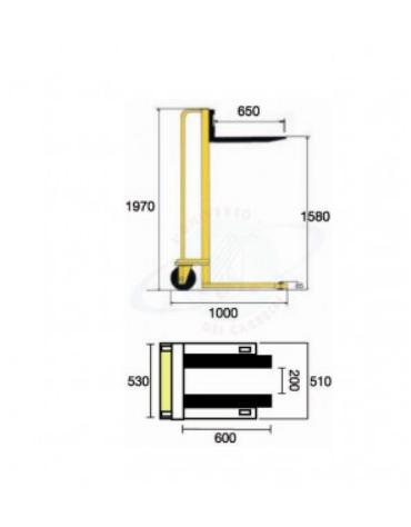 Sollevatore a pompa idraulica - sollevamento massimo cm 160 - cm 100x53x197h