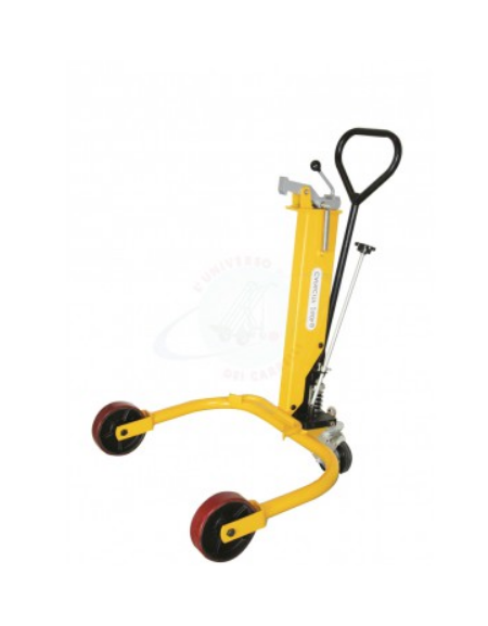 Sollevatore idraulico a pinza per fusti metallici con aggancio automatico - cm 80x77x114,5/136h