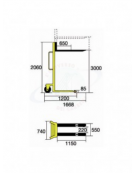 Sollevatore manuale, lunghezza cm 166,8 - sollevamento cm 300 - cm 166,8x74x206h