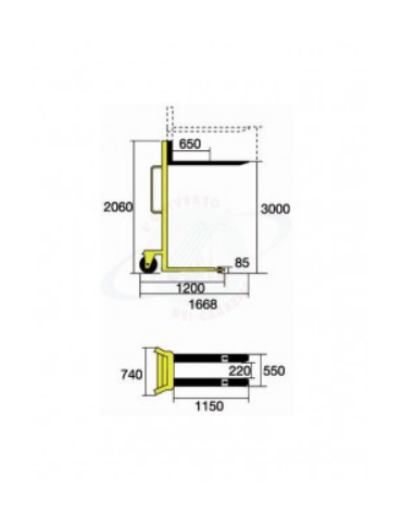 Sollevatore manuale, lunghezza cm 166,8 - sollevamento cm 300 - cm 166,8x74x206h