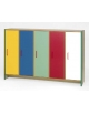 Armadietto basso spogliatoio  in legno 4 Vani a giorno – 8 posti per bambini o alunni - cm 135x40x110h