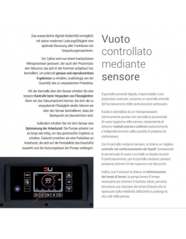 Confezionatrice sottovuoto a campana - Comandi digitali con schermo touch - Barra saldante cm. 32 - Vuoto controllato da sensore