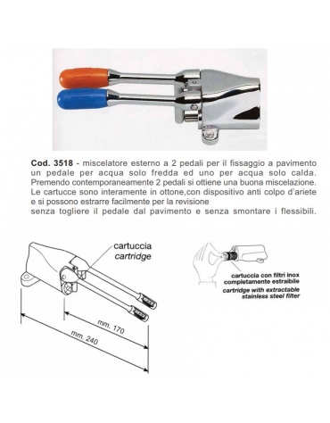Miscelatore a 2 pedali acqua calda e fredda