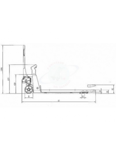 Transpallet pesatore con display LCD a 4 cifre - auto zero, tara, lordo/netto, mem. ultima pesata, contapezzi - Portata kg 2000