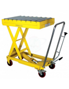 Piattaforma carrellata grande alzata con rulliera - piano cm 122x61 - ruote in poliuretano, 2 girevoli con freno