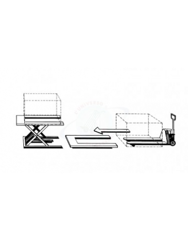 Piattaforma elettro-idraulica a U, extrabassa per pallets - piano cm 114x142 - portata Kg.1000 - Altezza Sollevamento cm 84