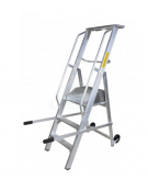 Scala a palchetto a 3 gradini con pedana di lavoro - altezza piano cm 75 - Parapetto da cm 100