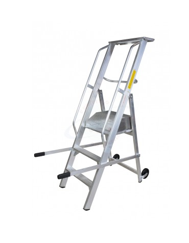 Scala a palchetto a 3 gradini con pedana di lavoro - altezza piano cm 75 - Parapetto da cm 100