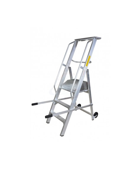 Scala a palchetto a 3 gradini con pedana di lavoro - altezza piano cm 75 - Parapetto da cm 100