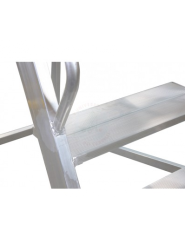 Scala a palchetto a 3 gradini con pedana di lavoro - altezza piano cm 75 - Parapetto da cm 100