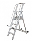 Scala a palchetto a 4 gradini con pedana di lavoro 3+1 - altezza piano cm 100 - Parapetto da cm 100