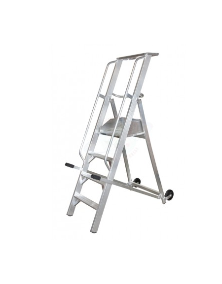 Scala a palchetto a 4 gradini con pedana di lavoro 3+1 - altezza piano cm 100 - Parapetto da cm 100