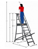 Scala a palchetto a 4 gradini con pedana di lavoro 3+1 - altezza piano cm 100