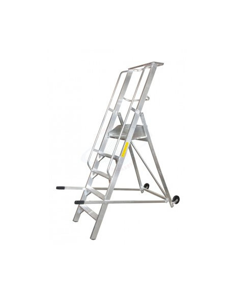 Scala a palchetto a 5 gradini con pedana di lavoro 4+1 - altezza piano cm 125 - Parapetto da cm 100