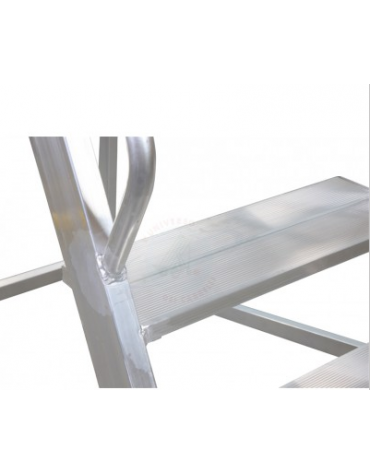 Scala a palchetto a 5 gradini con pedana di lavoro 4+1 - altezza piano cm 125 - Parapetto da cm 100