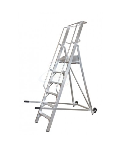Scala a palchetto a 6 gradini con pedana di lavoro 5+1 - altezza piano cm 150 - Dimensione chiusa cm 80x45x280h