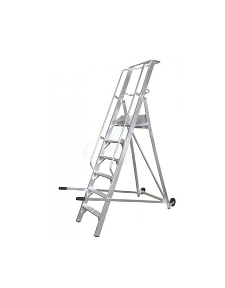 Scala a palchetto a 6 gradini con pedana di lavoro 5+1 - altezza piano cm 150 - Dimensione chiusa cm 80x45x280h