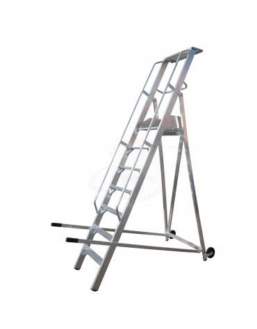 Scala a palchetto a 7 gradini con pedana di lavoro 6+1 - altezza piano cm 175 - Dimensione chiusa cm 85x45x310h