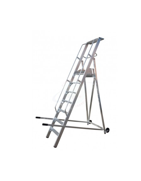 Scala a palchetto a 7 gradini con pedana di lavoro 6+1 - altezza piano cm 175 - Dimensione chiusa cm 85x45x310h