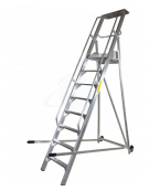 Scala a palchetto a 8 gradini con pedana di lavoro 7+1 - altezza piano cm 200 - Dimensione chiusa cm 90x45x335h