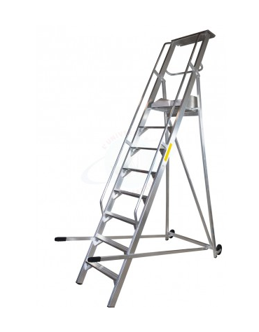 Scala a palchetto a 8 gradini con pedana di lavoro 7+1 - altezza piano cm 200 - Dimensione chiusa cm 90x45x335h