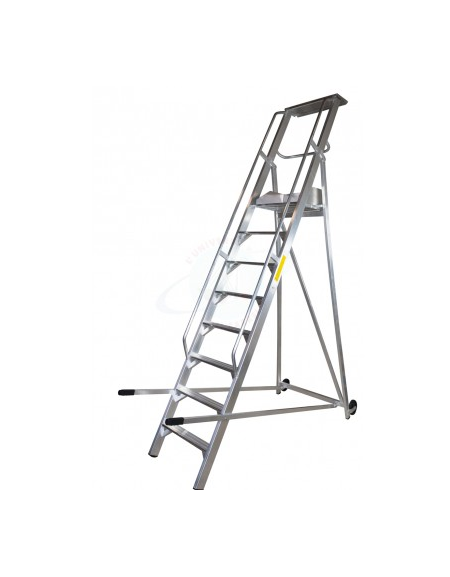 Scala a palchetto a 8 gradini con pedana di lavoro 7+1 - altezza piano cm 200 - Dimensione chiusa cm 90x45x335h