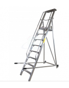 Scala a palchetto a 10 gradini con pedana di lavoro 9+1 - altezza piano cm 250 - Dimensione chiusa cm 100x45x400h