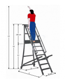 Scala a palchetto a 10 gradini con pedana di lavoro 9+1 - altezza piani cm 250