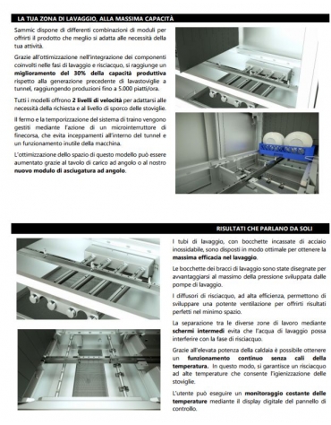 Lavastoviglie a traino a 2 velocità - LAVAGGIO E RISCIACQUO - Fino a 2.200 piatti orari - cm 170x82,9x152h