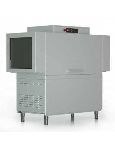 Lavastoviglie a traino a 2 velocità - LAVAGGIO E RISCIACQUO - Produzione oraria 2.700 piatti e 150 cestelli - cm 170x82,9x152h