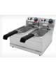 Friggitrice elettrica da banco in acciaio inox - 2 vasche, capacità olio: 4 + 4 Lt - mm 390x430x275h