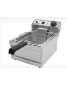 Friggitrice elettrica da banco in acciaio inox - 1 vasca estraibile - capacità olio Lt 6 - mm 295x430x290h