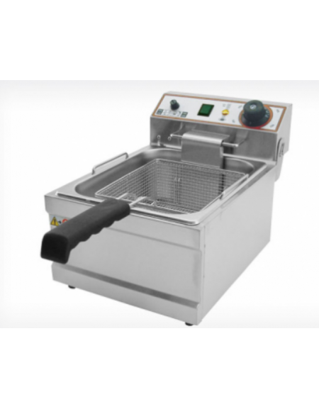 Friggitrice elettrica da banco in acciaio inox - 1 vasca estraibile - capacità olio Lt 6 - mm 295x430x290h