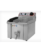 Friggitrice elettrica da banco in acciaio inox - 1 vasca con rubinetto di scarico - capacità olio Lt 7 - mm 280x465x345h