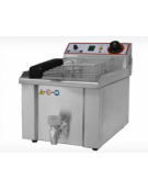 Friggitrice elettrica da banco in acciaio inox - 1 vasca con rubinetto di scarico - capacità olio Lt 9 - mm 315x480x350h