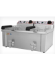 Friggitrice elettrica da banco in acciaio inox - 2 vasche, capacità olio: 9 + 9 Lt - Rubinetto per scarico olio - mm 630x480x350