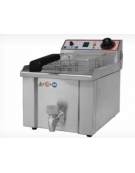 Friggitrice elettrica MONOFASE da banco in acciaio inox - 1 vasca con rubinetto scarico - capacità olio Lt 13 - mm 340x525x375h