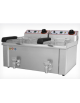 Friggitrice elettrica MONOFASE da banco in acciaio inox - 2 vasche con rubinetto scarico - capacità Lt 13+13 - mm 690x525x375h