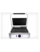 Piastra grill media in ghisa rigata da banco, telaio acciaio inox - mm 430x310x220h (h 520 mm coperchio sollevato)