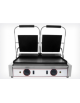 Piastra grill in ghisa doppia da banco rigata sopra, liscia sotto - telaio acciaio inox - 2 zone di cottura - mm 565x310x220h