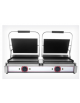 Piastra grill in ghisa doppia da banco liscia sopra e sotto - telaio acciaio inox - 2 termostati separati - mm 840x310x220h