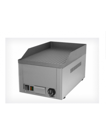 Griglia elettrica in acciaio inox con piano di cottura rigata, piastra in acciaio sabbiato mm 325x480